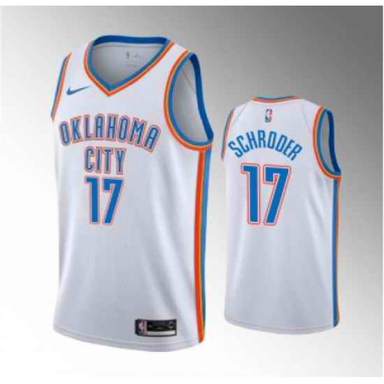 Men Oklahoma City Thunder 17 Dennis Schroder White Stitched Basketball Jersey